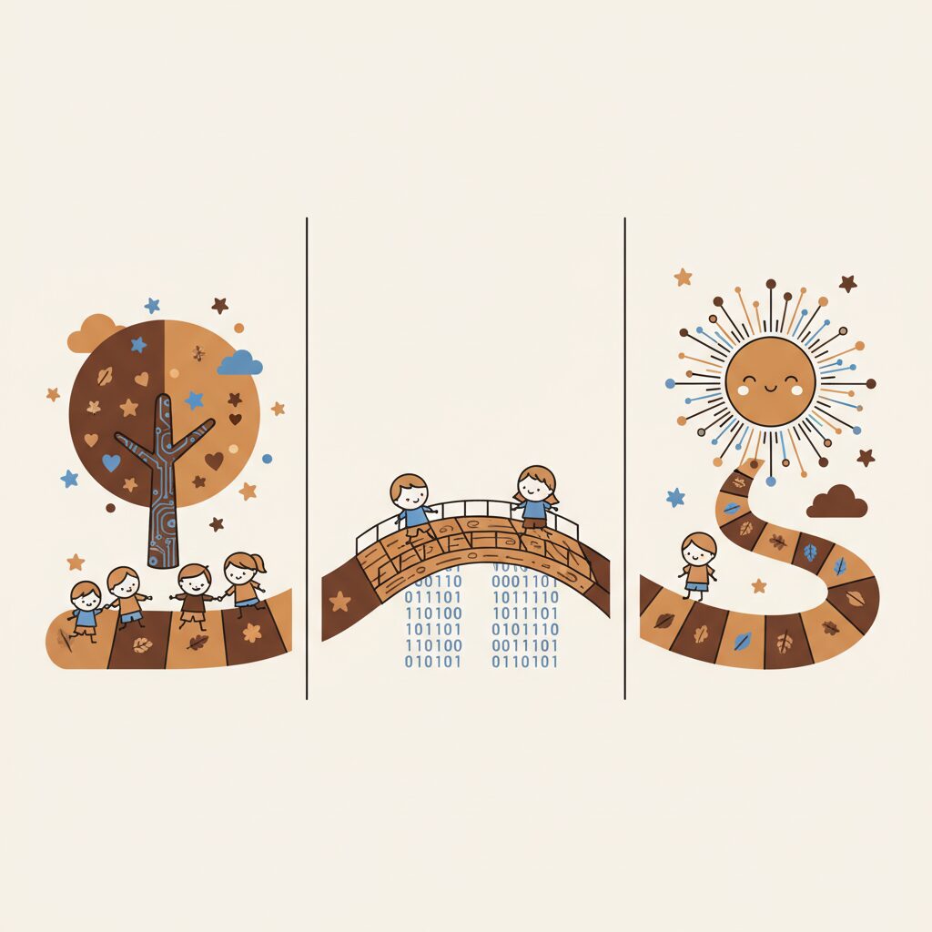 家族で未来のAI社会について話し合う風景