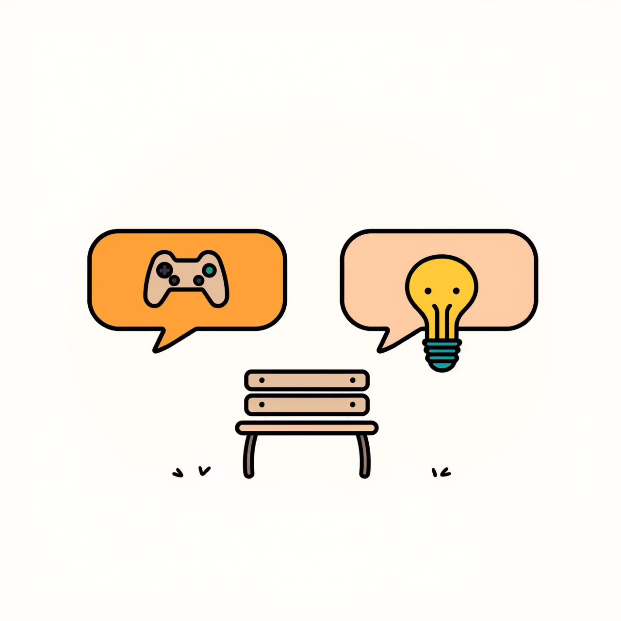 아이와 부모가 대화하며 게임에 대해 이야기하는 따뜻한 장면, 소파에 앉아 수다 나누는 모습