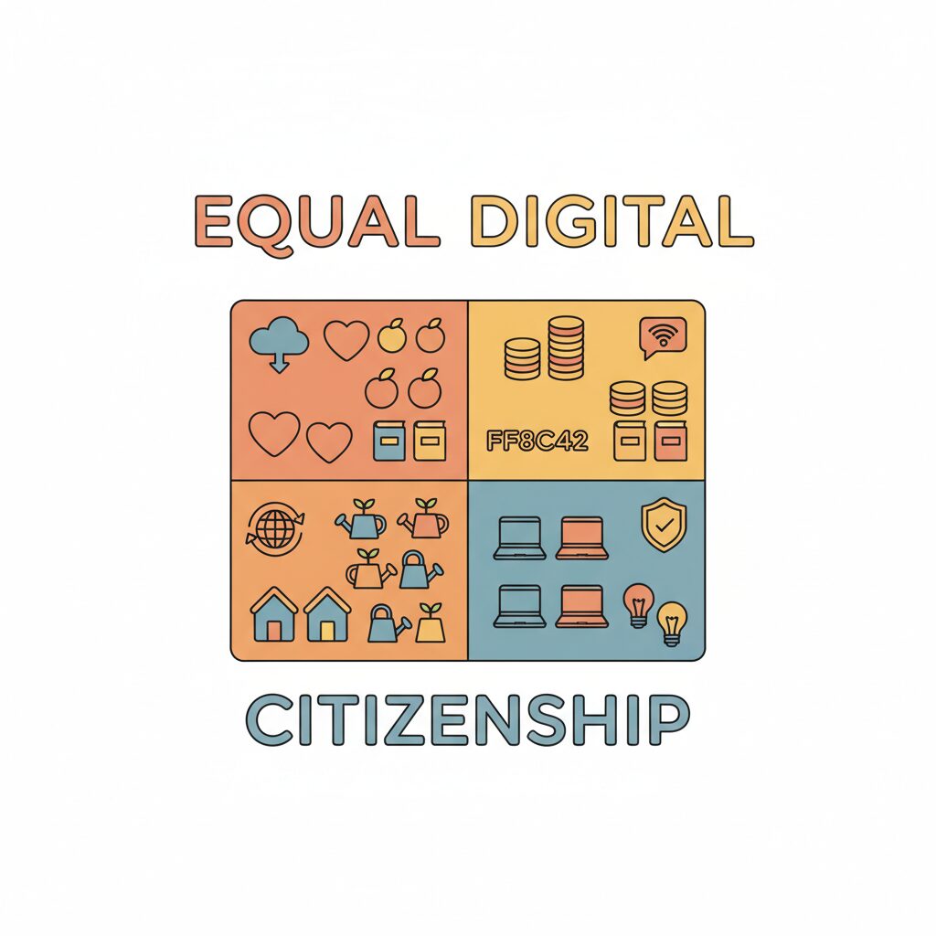 Família aprendendo valores digitais na mesa