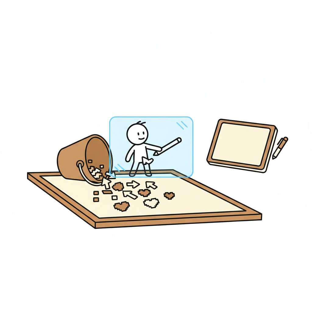 Child using creative digital art application