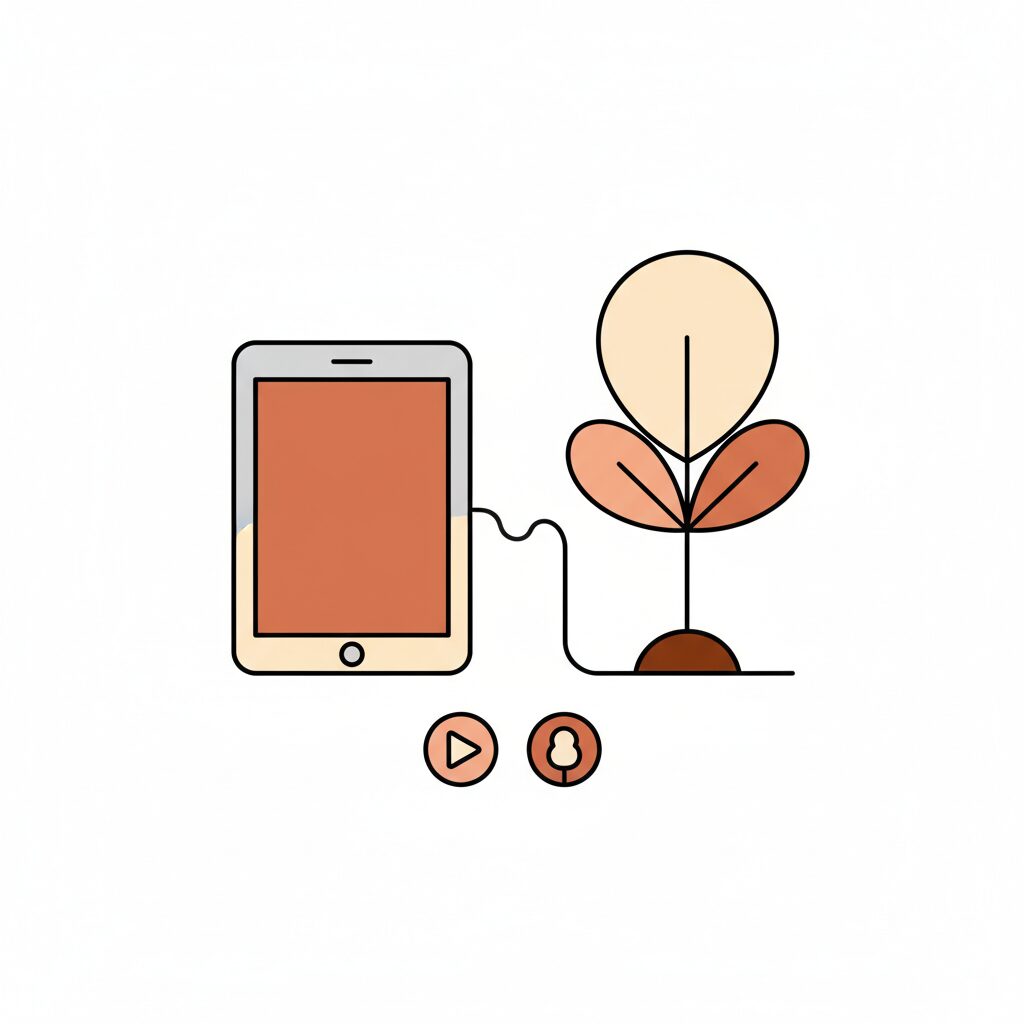 아이들이 공원에서 놀며 기술 발전을 체험하는 모습