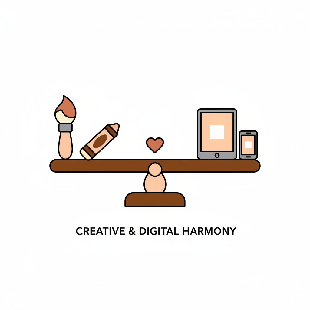 아이가 창의적인 활동을 하며 미래 기술을 탐구하는 모습