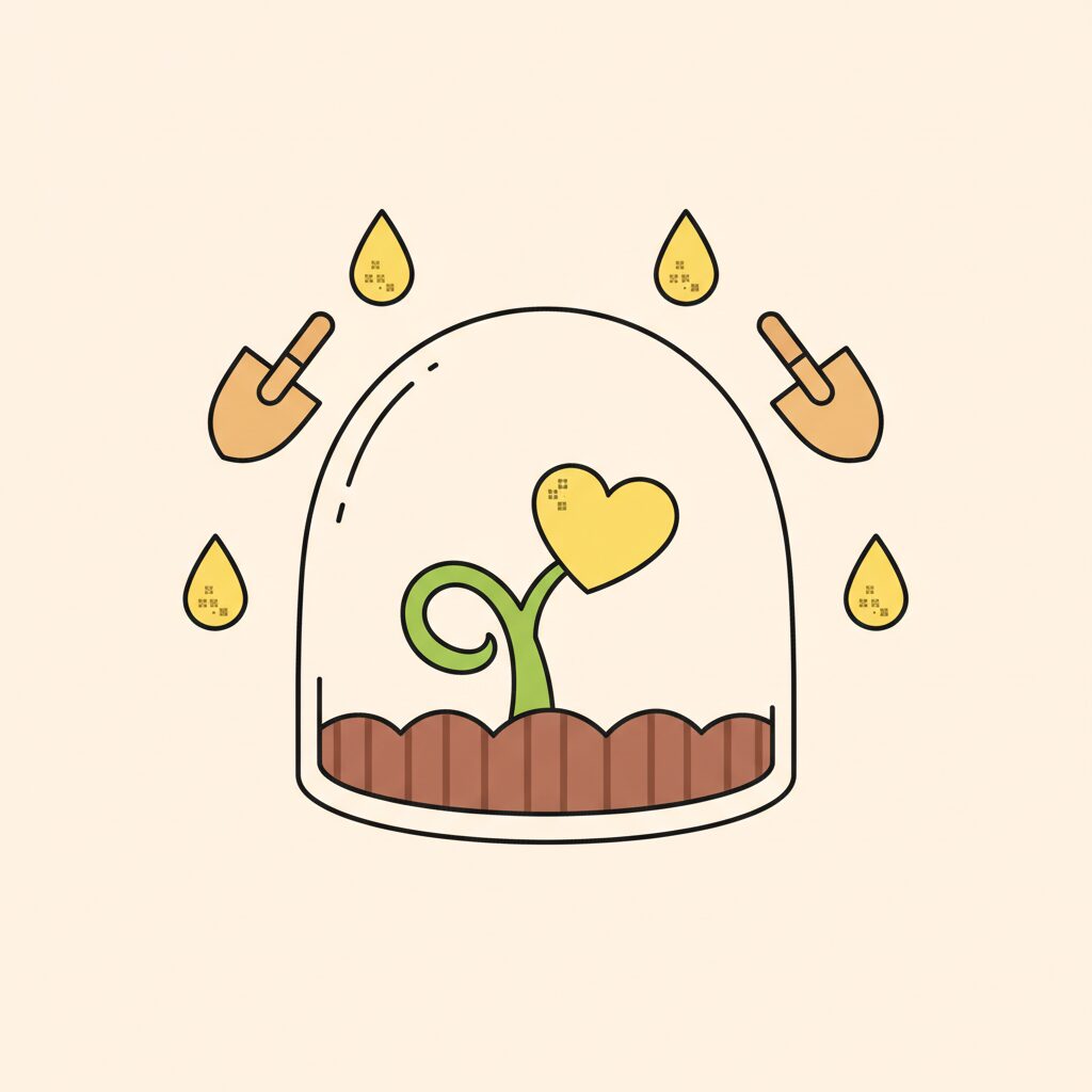 デジタルガーデニングをする親子