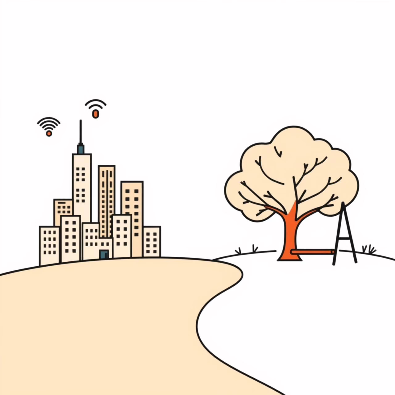 아빠와 딸이 공원에서 미래를 상상하며 이야기 나누는 모습