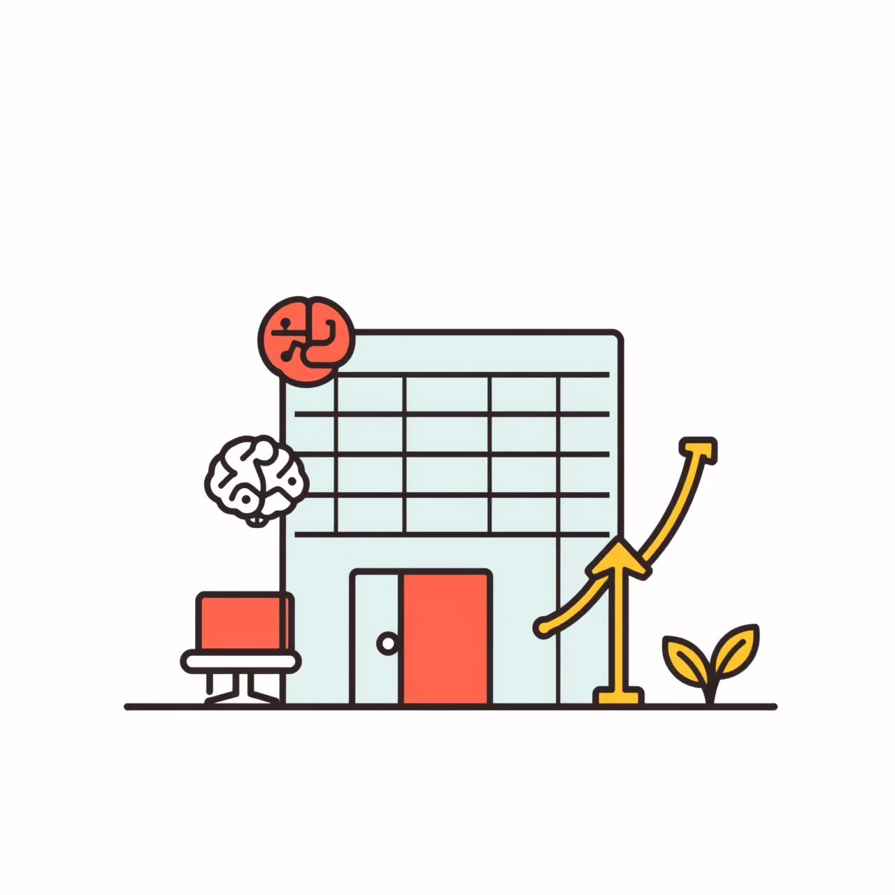 スマートオフィスのイメージ図:AIとIoTが融合した現代的なワークスペース