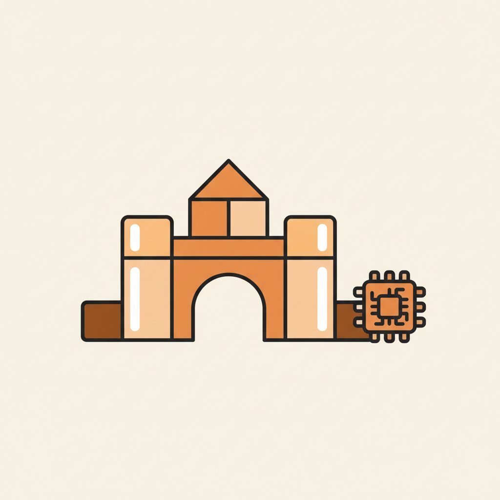 Tour de bois construite par un enfant