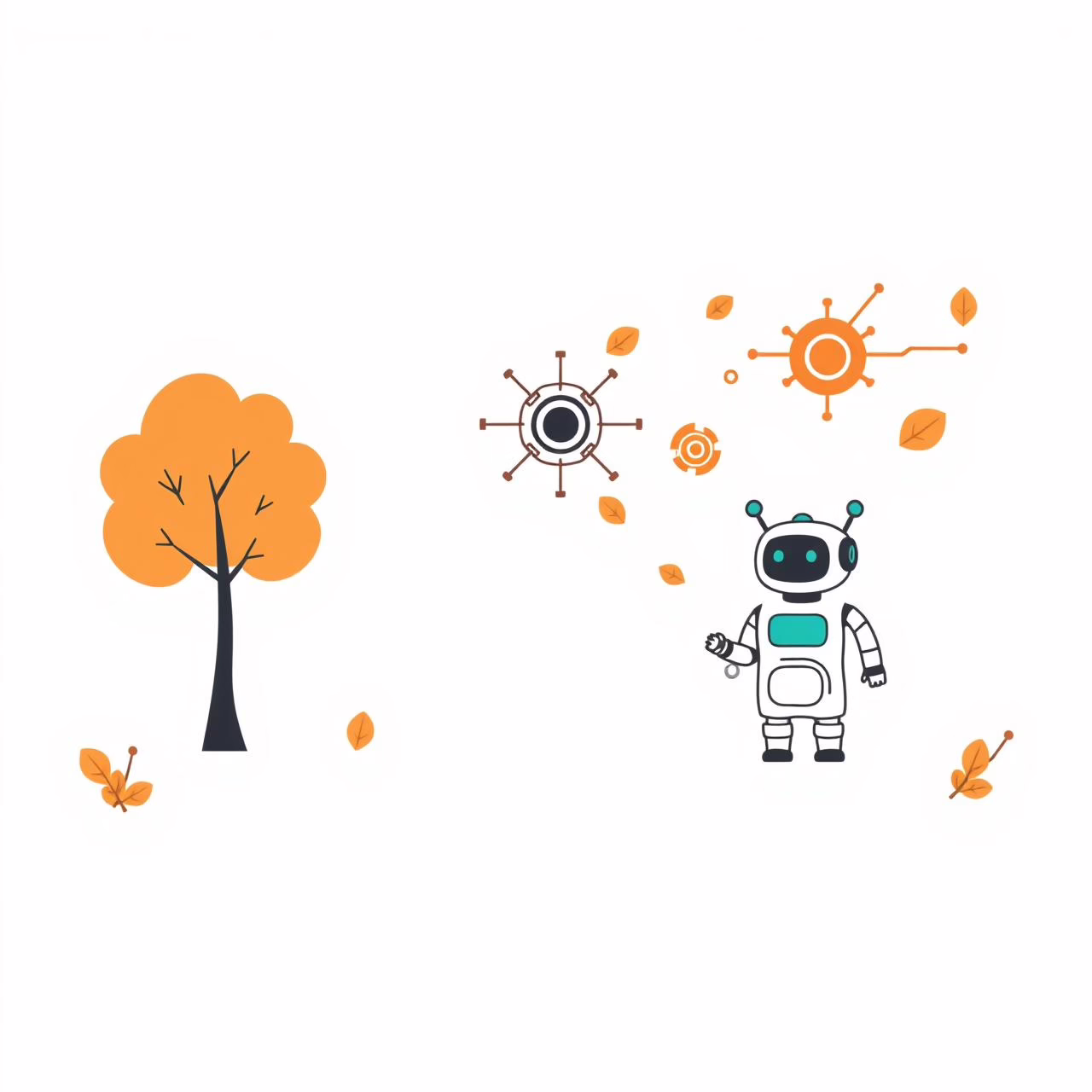 AI 기술 발전과 주가 하락의 아이러니한 대비를 상징하는 그래픽