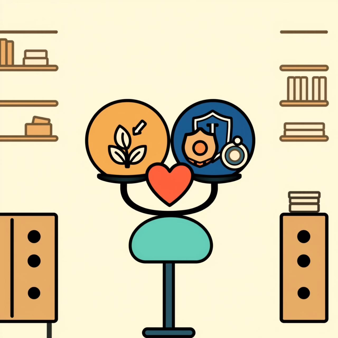 عائلة تتأمل أفق المدينة من الشرفة مع ضوء ذهبي هادئ