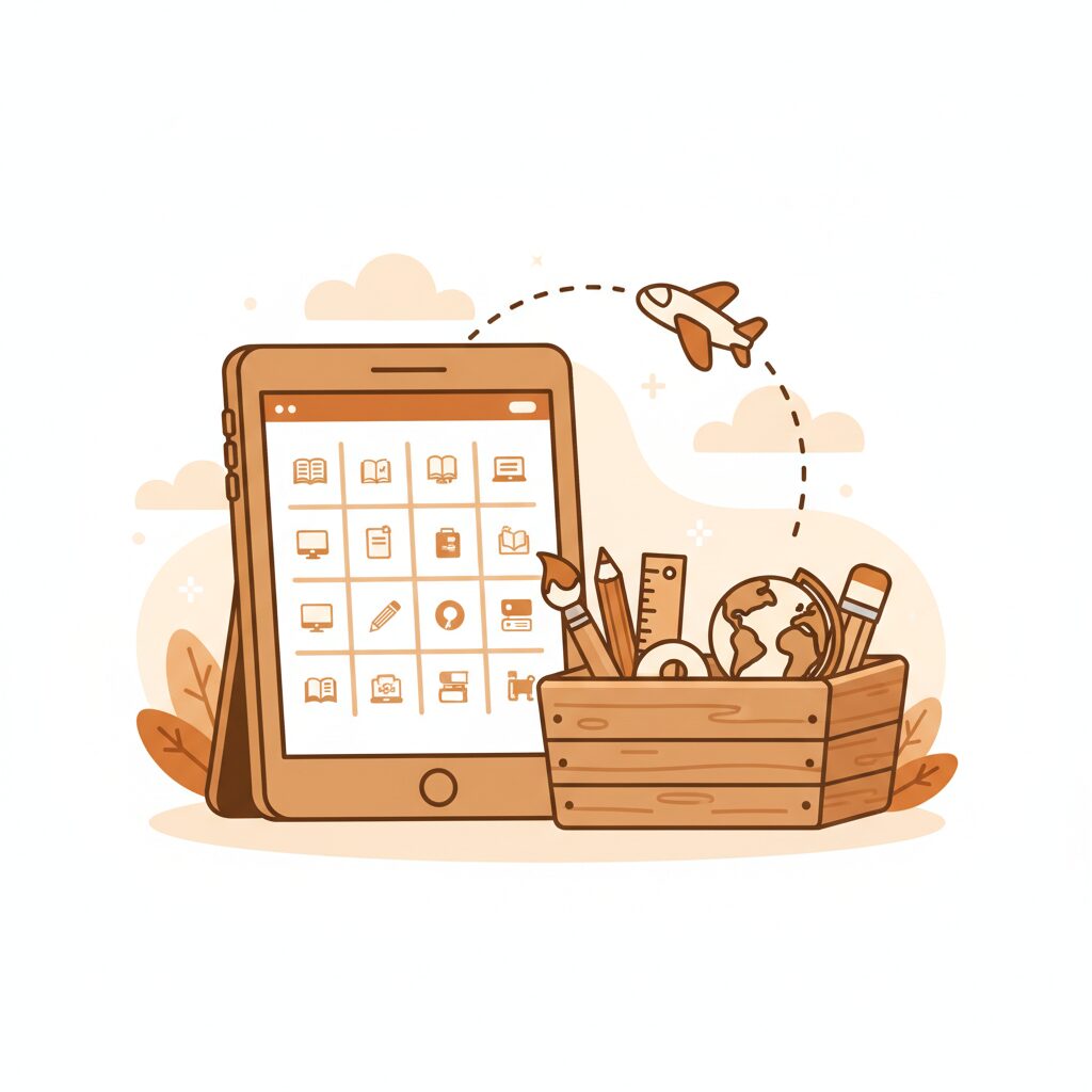 طفل يبني ليغو مع استخدام جهاز لوحي