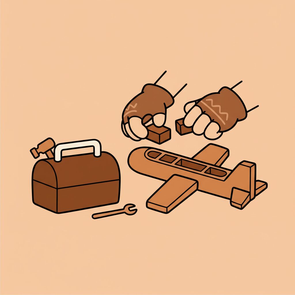 أطفال يبنون نموذجاً لطائرة