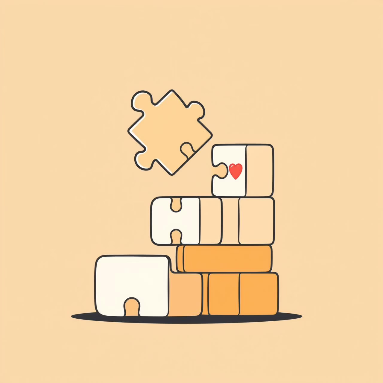 Ayah dan anak mencoba susun puzzle bersama di meja kayu