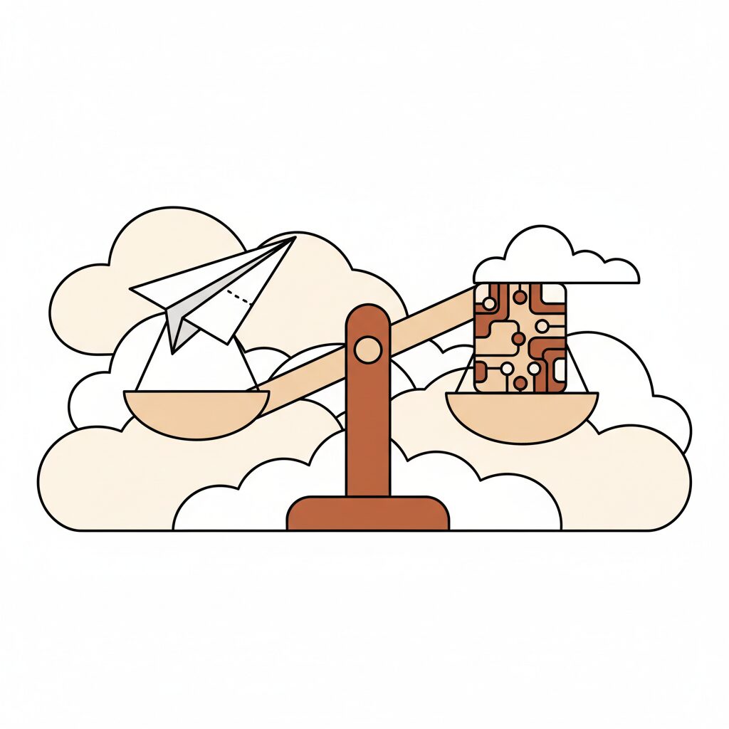 Anak membuat pesawat kertas di halaman