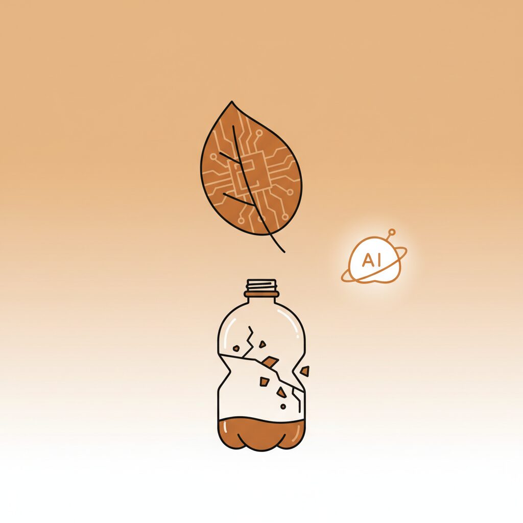 親子で公園の落ち葉を観察しながら持続可能な未来について話す様子