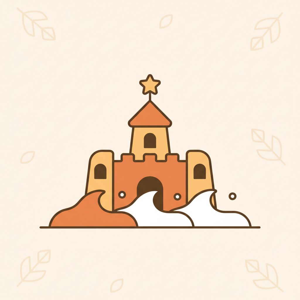 Anak bermain pasir di pantai