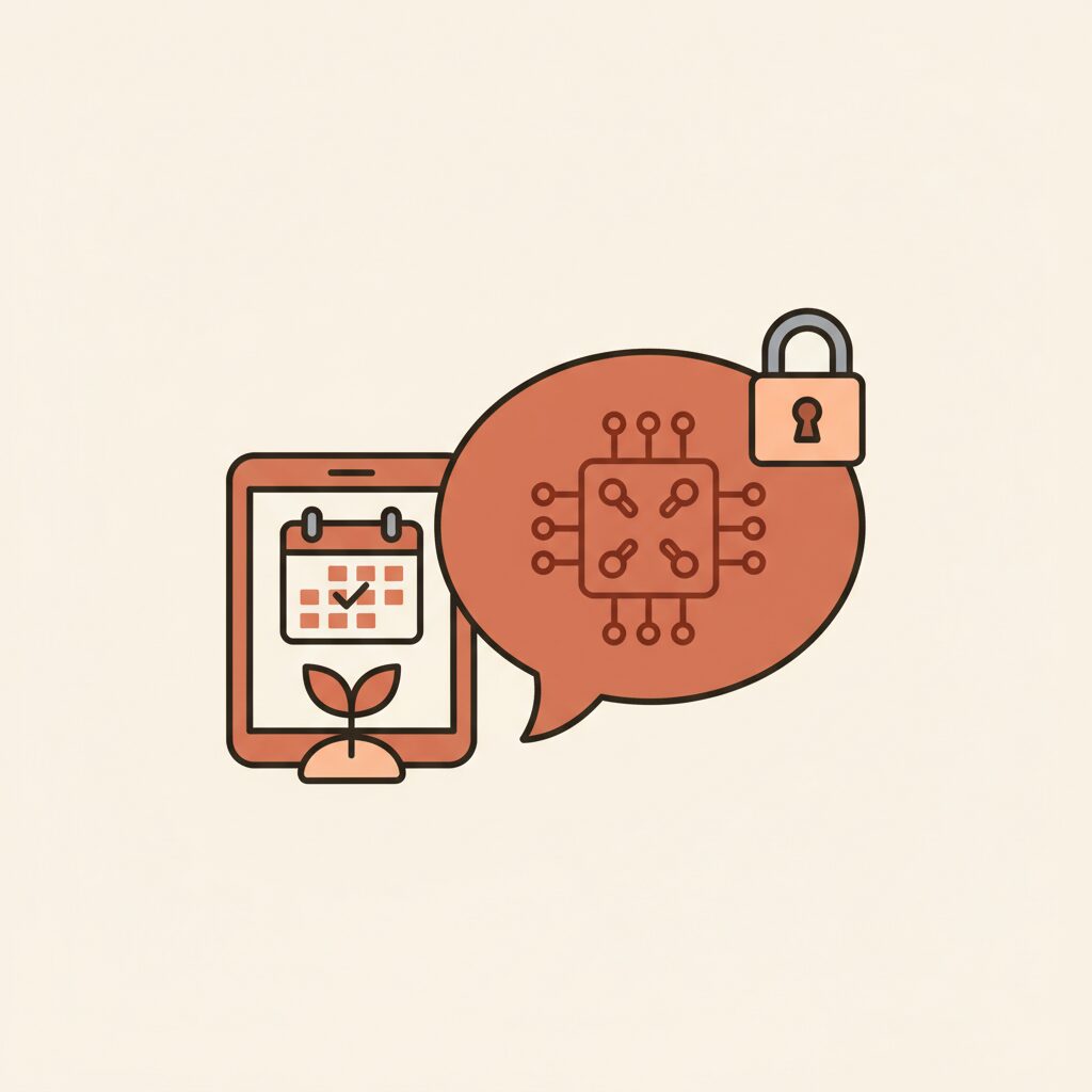 親子がデジタルデバイスを見つめている