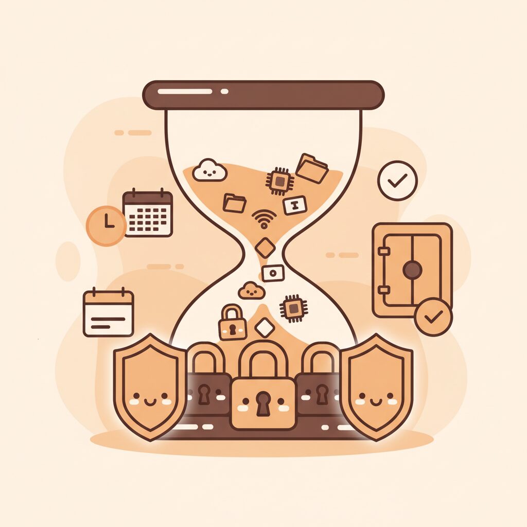 Bouclier numérique protégeant les données s'écoulant vers l'avenir avec silhouette d'enfant