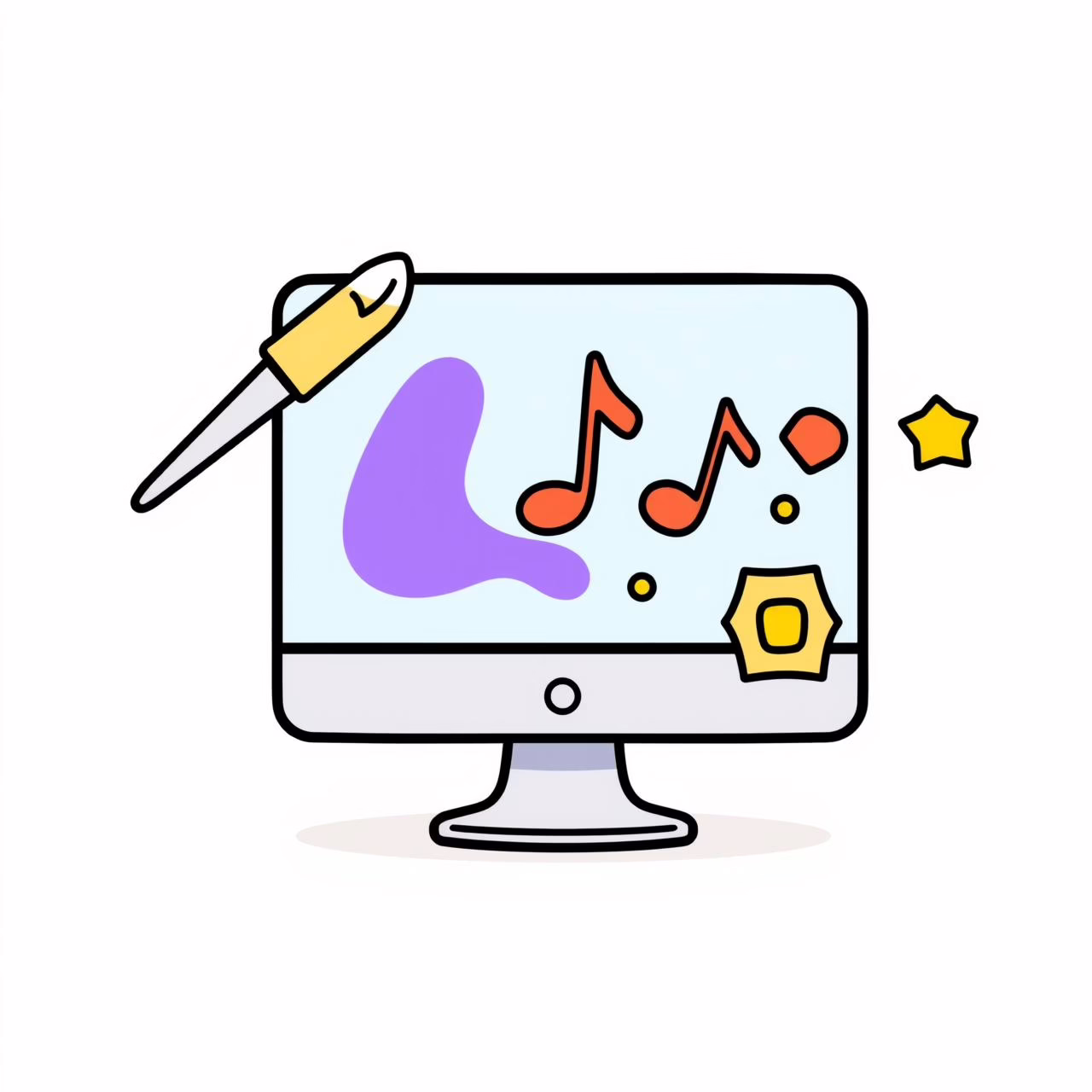 Young girl using laptop with a big smile while creating digital art