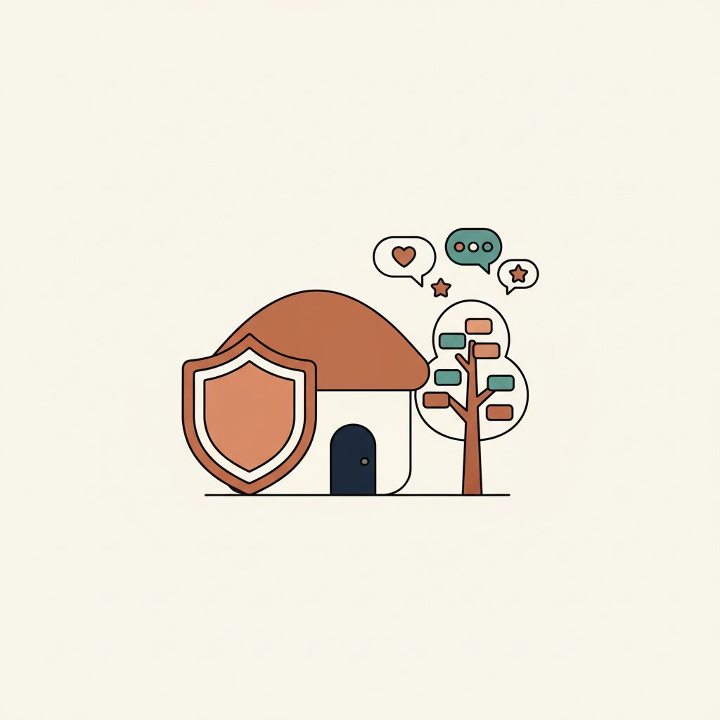 A father and child looking at a digital representation of AI learning from family conversations