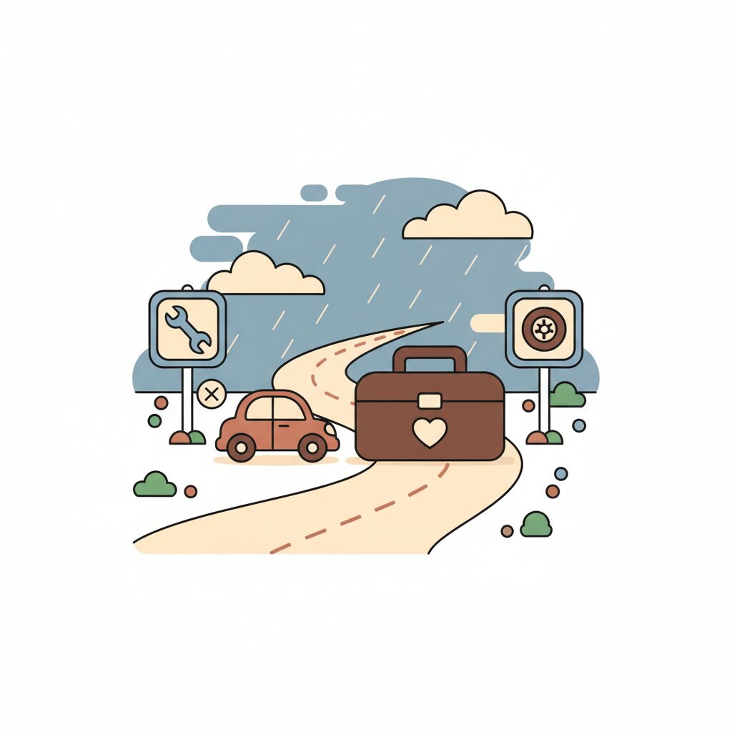 Family laughing during rainy day resilience-building moment