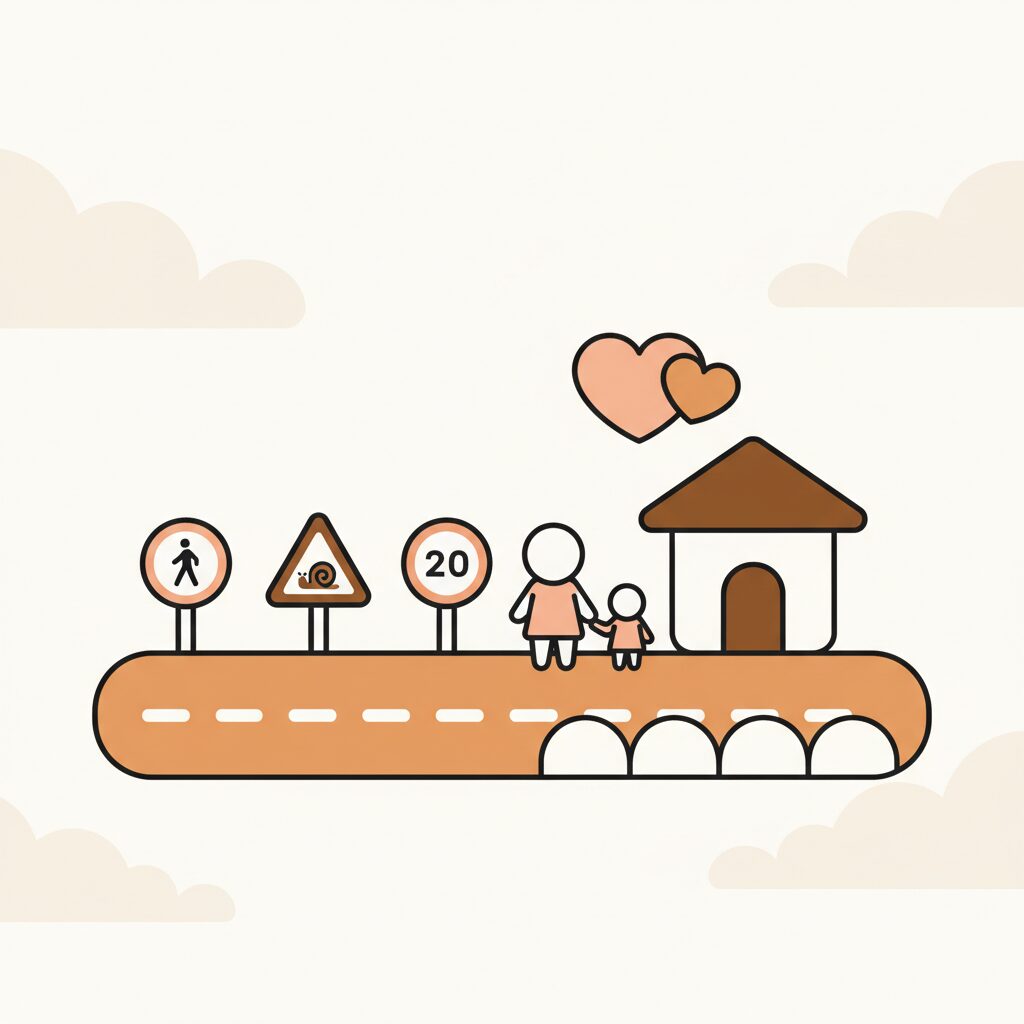 Enfant traversant la route en toute sécurité