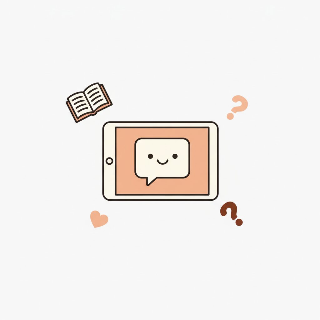 Illustration of child interacting with friendly robot