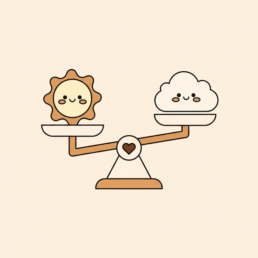 Family walk in park discussing technology balance