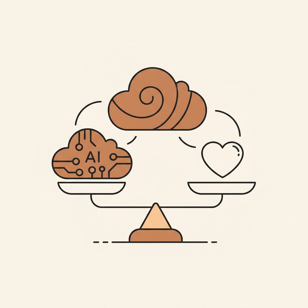 親子でタブレットを見ながらAIについて話し合う様子