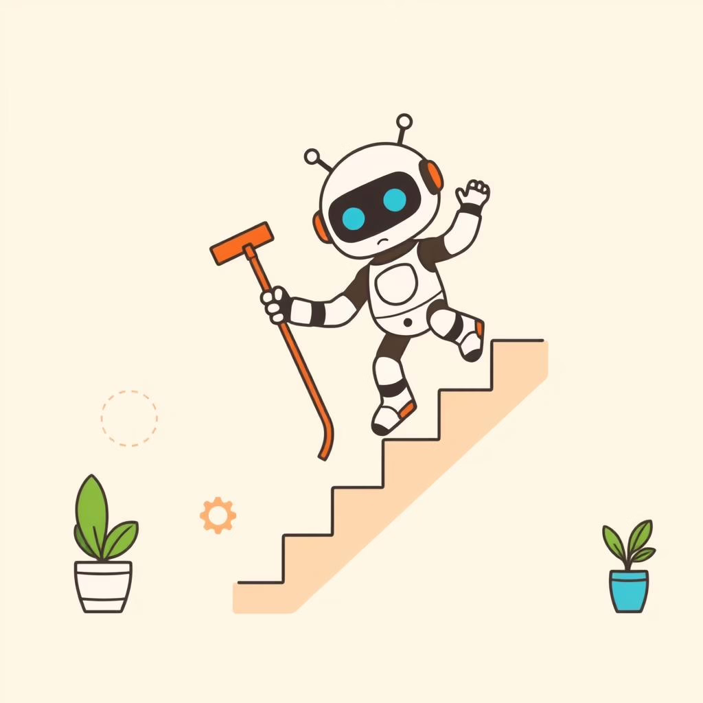 روبوت يصعد السلالم في منزل متعدد الطوابق