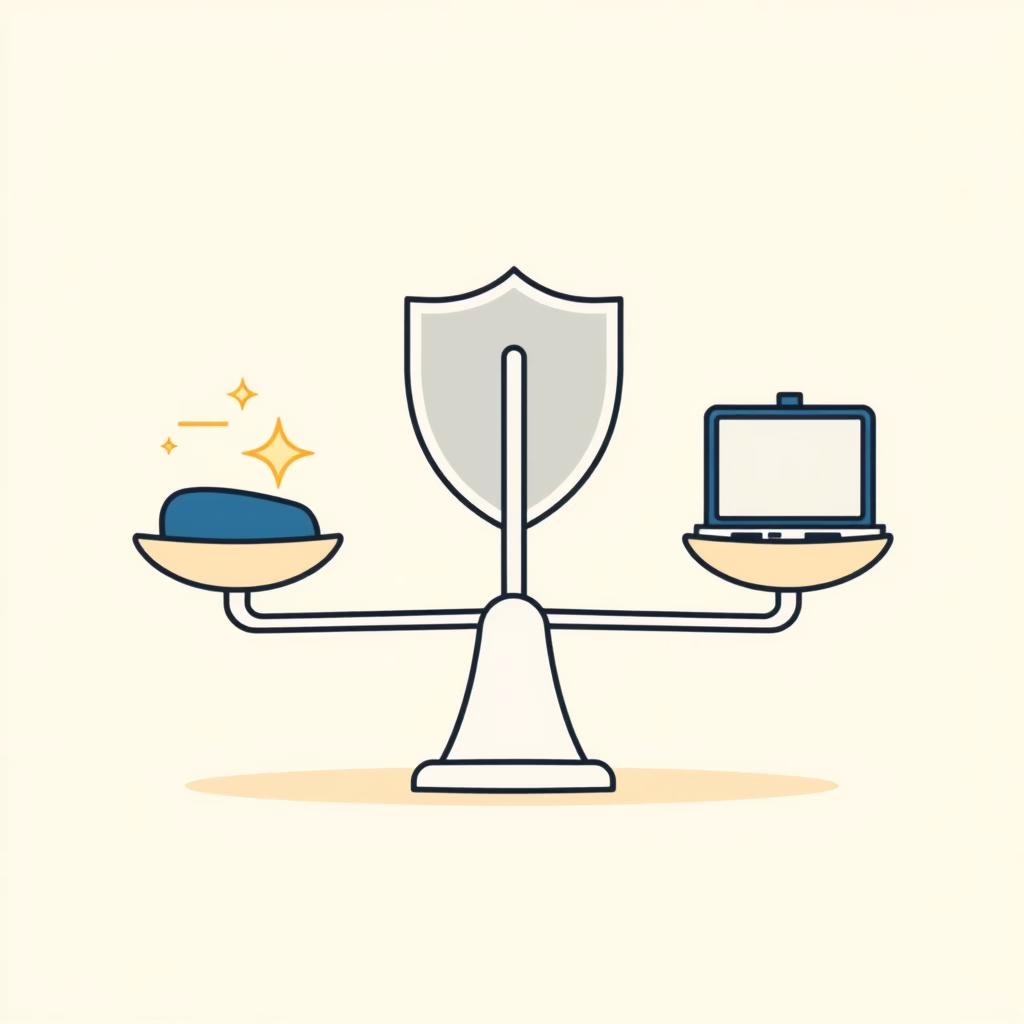 부모와 아이가 대화하며 스마트폰 사용 규칙을 정하는 장면