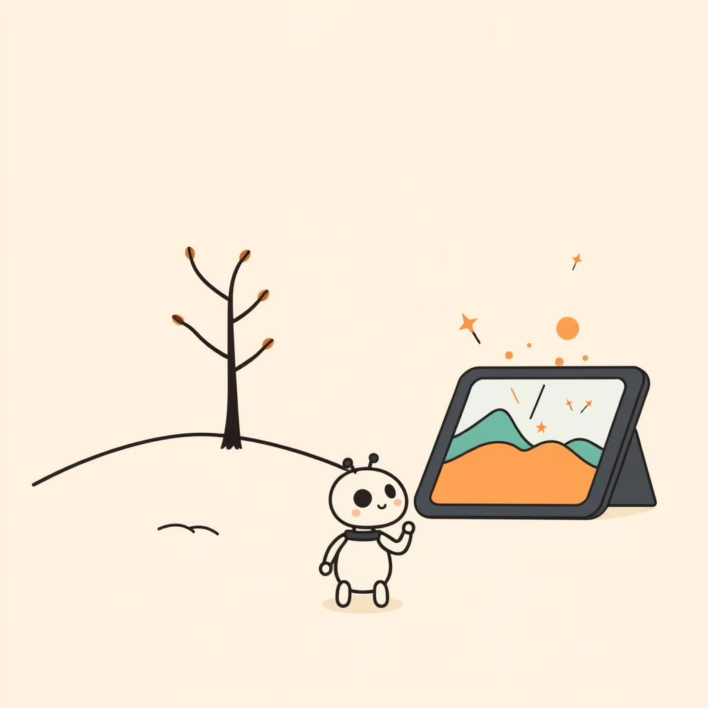 아이와 부모가 함께 스마트폰으로 창의적인 활동을 하는 모습