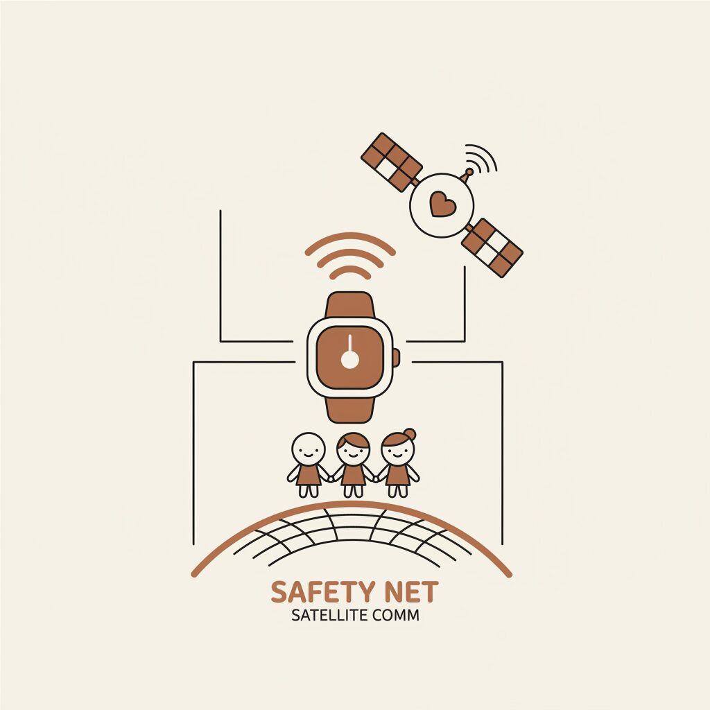 山登り中の親子が衛星通信で安全確認