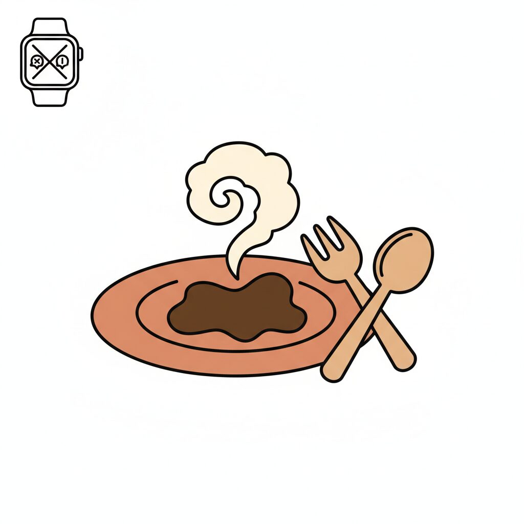 Familia cenando juntos con dispositivos sobre la mesa