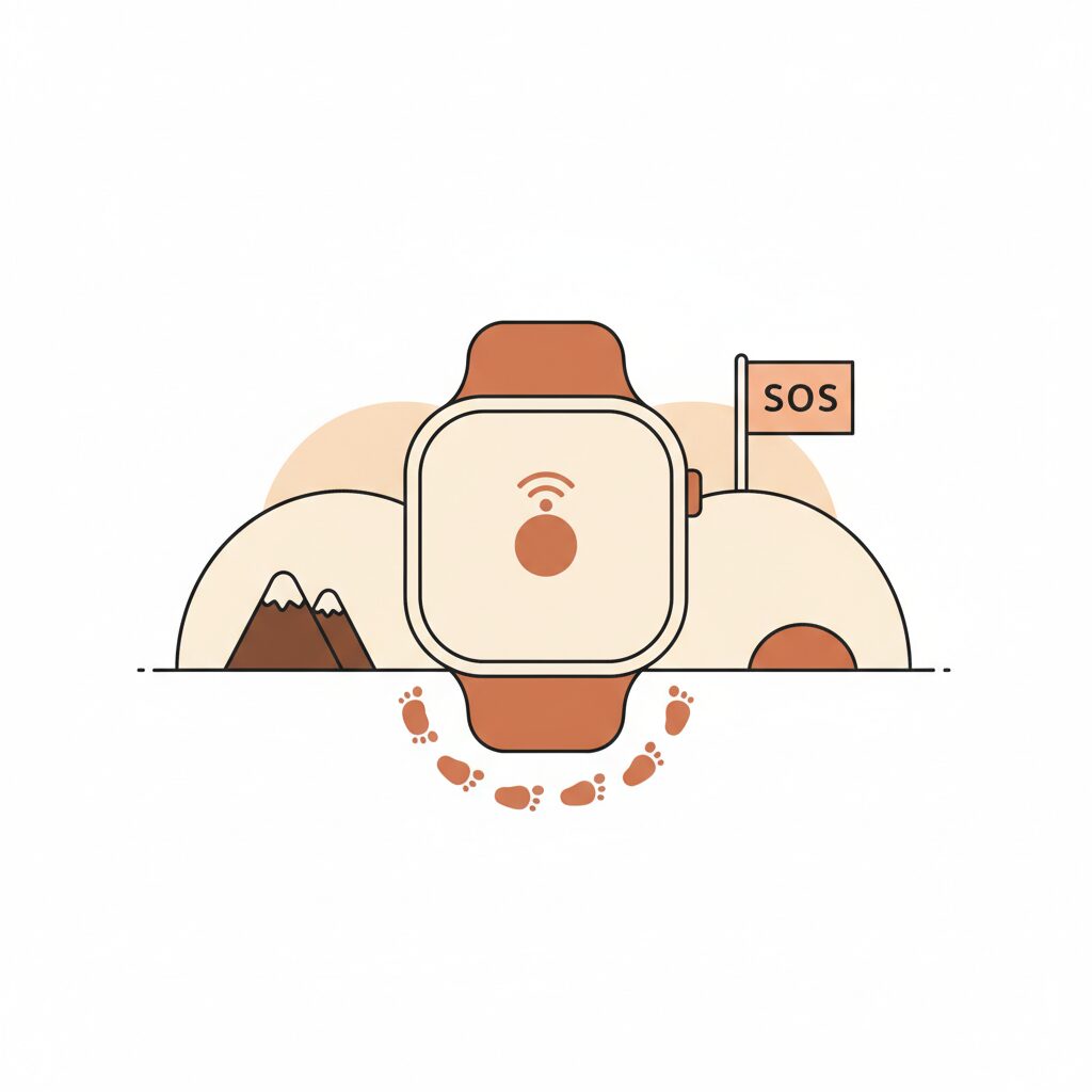 Famille portant des montres Apple lors d'une activité extérieure, montrant la connexion entre technologie et vie familiale