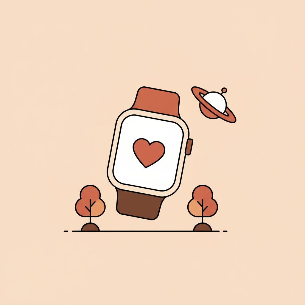 Família feliz usando Apple Watch durante caminhada ao ar livre