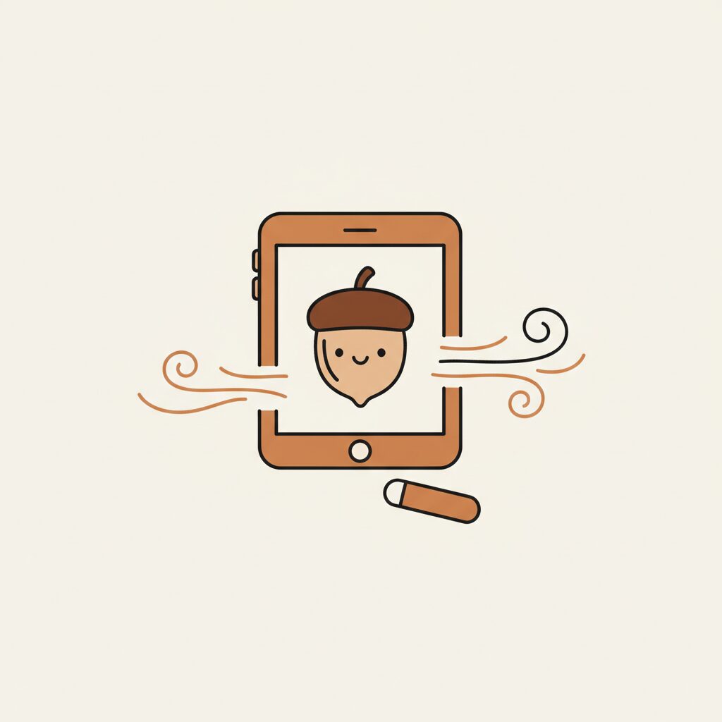 Family playing with tablets and chalk drawings on sidewalk