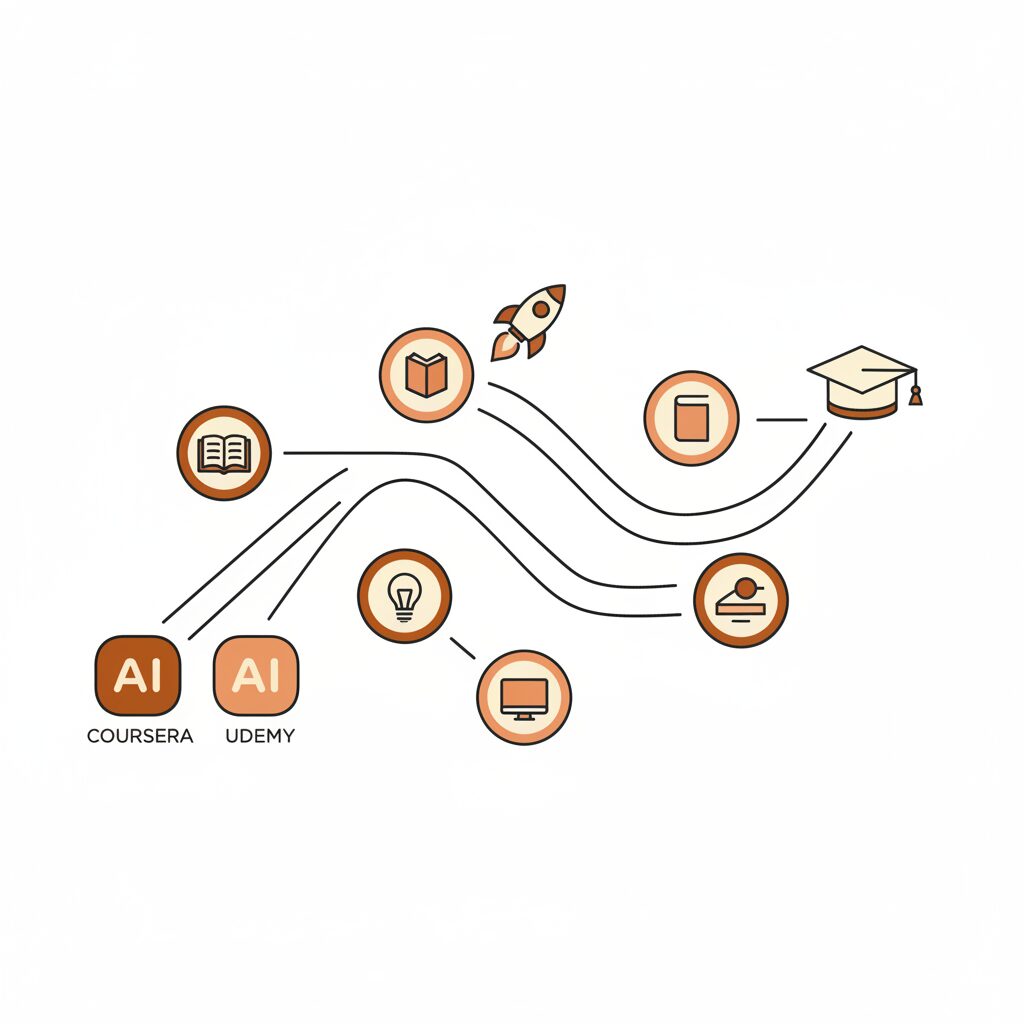 아이가 태블릿으로 AI 학습 플랫폼을 탐색하며 호기심을 보이는 장면