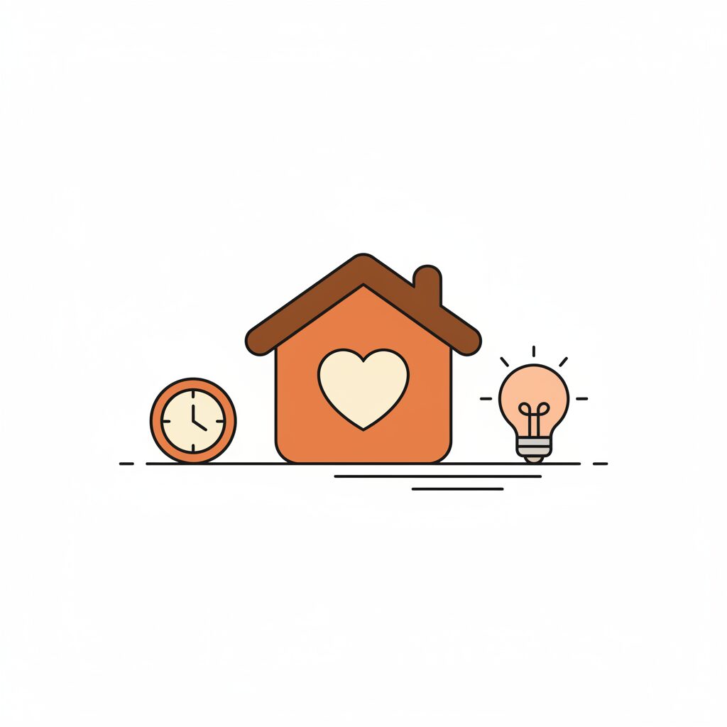 부모와 아이가 함께 AI 교육 플랫폼을 보며 토론하는 따빃한 가정 분위기