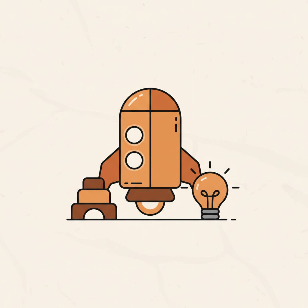 Child building cardboard spaceship with joyful focus