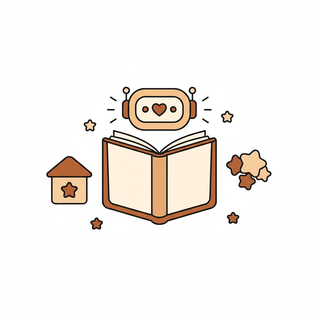 Family watching AI robot together