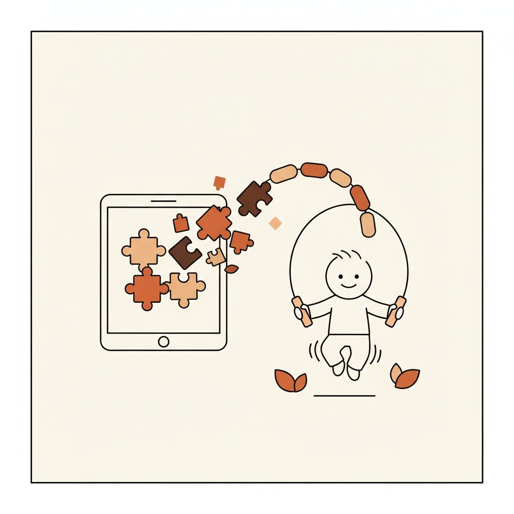 Niña construyendo robot con materiales reciclados