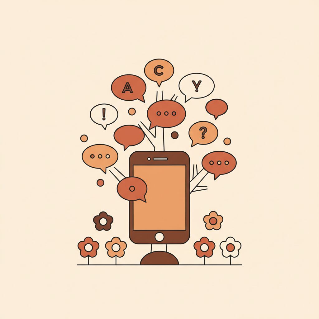 Child using language learning app