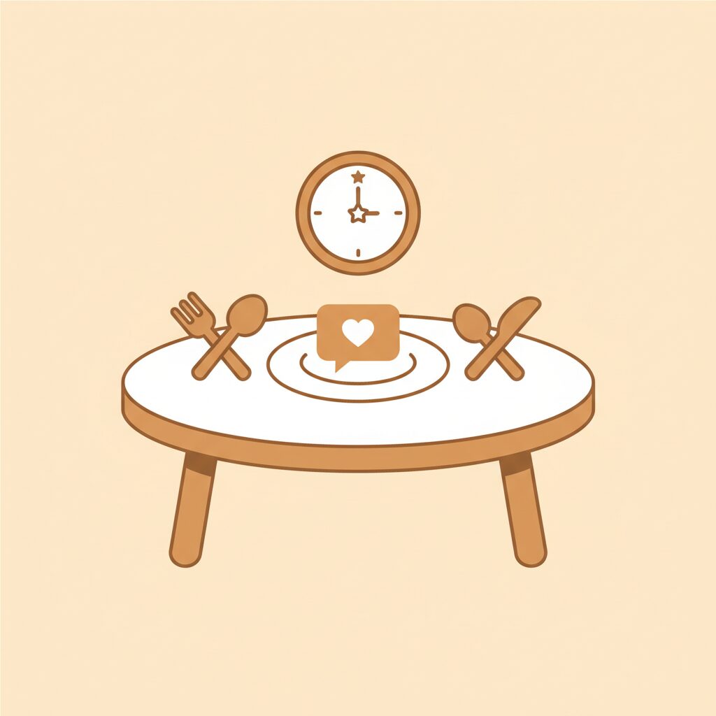 家族で言語学習を楽しむ夕食後の様子