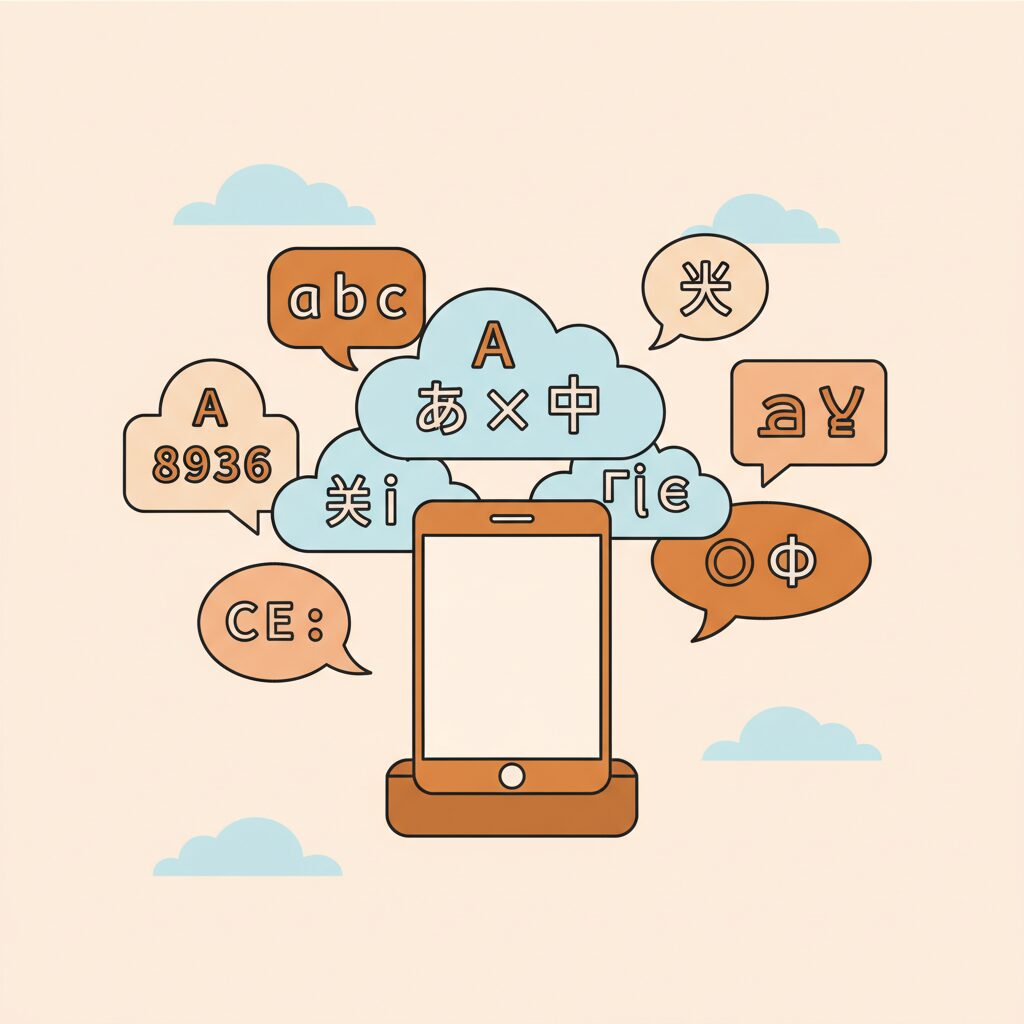 Niño usando tecnología de traducción