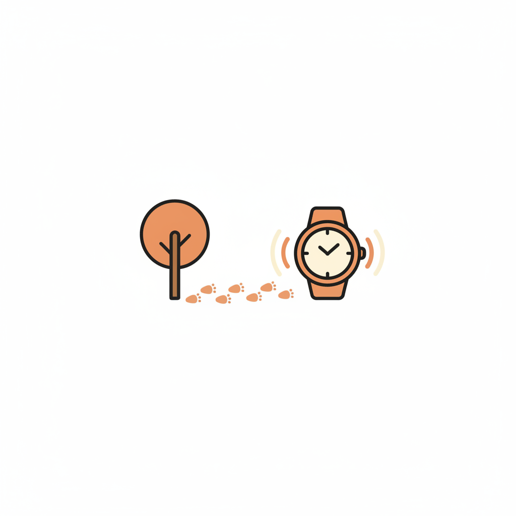 Sunlit child exploring forest with Apple Watch