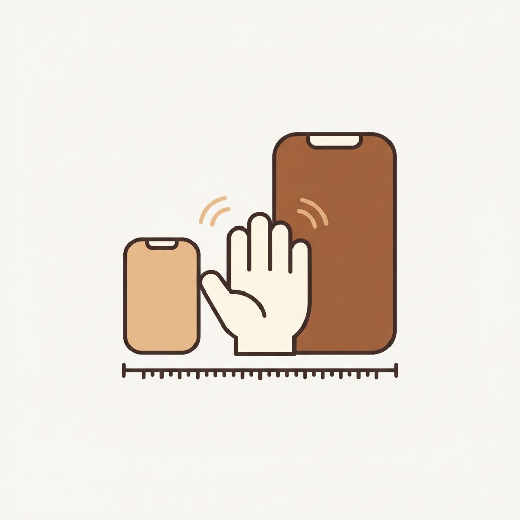 아이 손바닥과 휴대폰 크기 비교