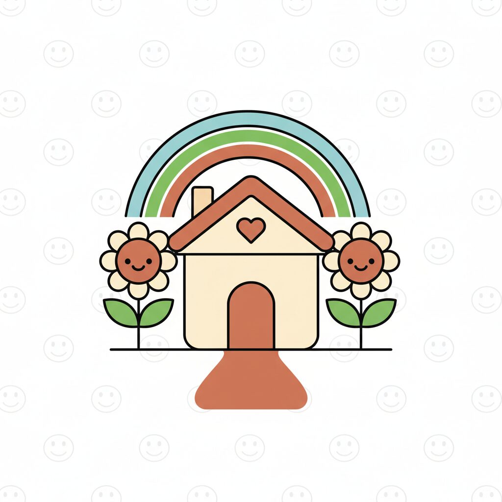 저녁 노을 아래 행복하게 산책하는 가족의 뒷모습