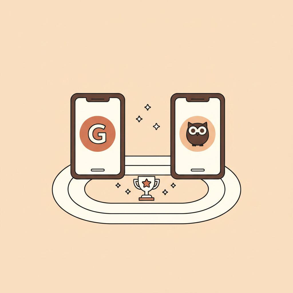 So sánh Google Translate và Duolingo trên màn hình điện thoại