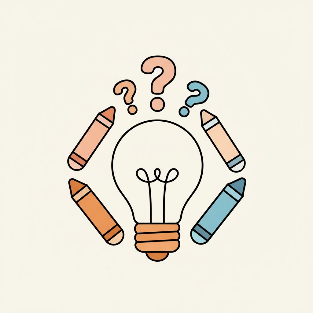 아이와 함께 책을 보며 창의력에 대해 대화하는 모습