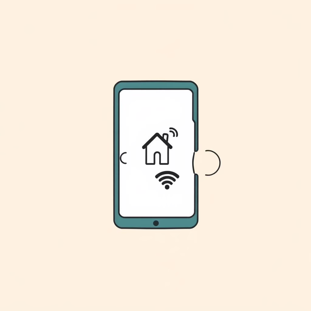 Famille discutant autour d'une tablette avec des schémas IA