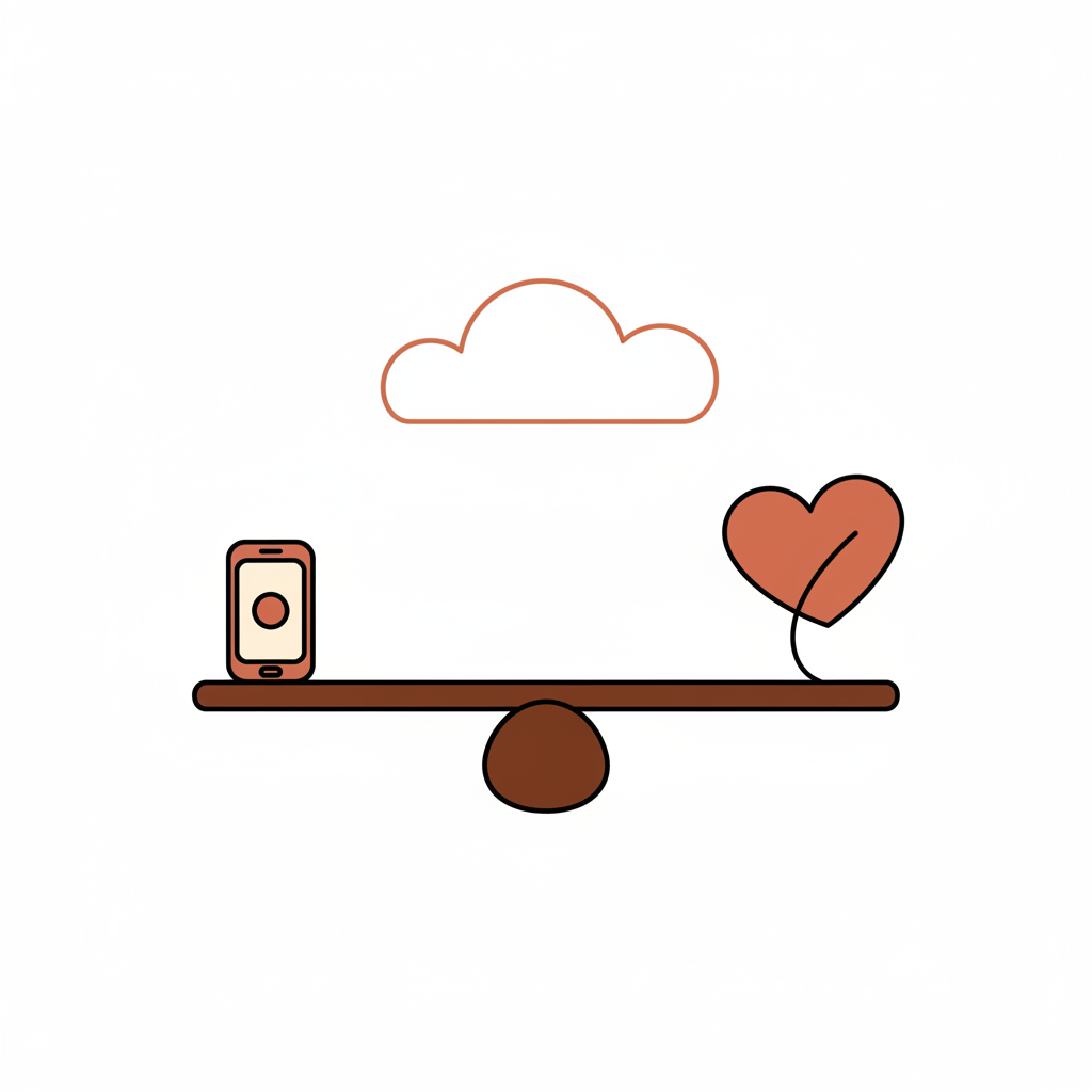 Família usando smartphone em parque, rindo juntos